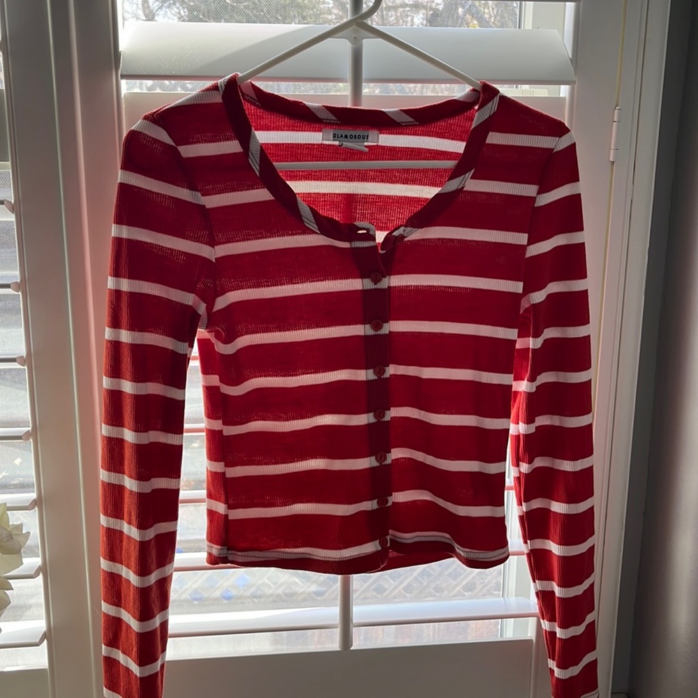 Long Sleeve Cropped Stripped Shirt